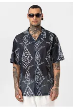 Patterned Corduroy Oversize Shirt Pattern-11