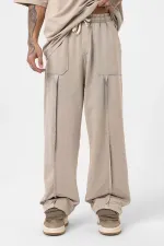 Yıkamalı Baskılı Oversize Eşofman Takım Soğuk Vizon