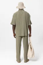 Basic Oversize Ottoman Takım Haki