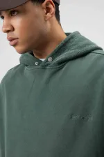 Sweat à capuche oversize à imprimé délavé vert foncé
