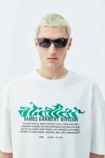 Atelier Kabartma Baskılı Oversize Tişört Ekru