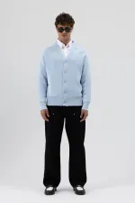 Sweat-shirt oversize à boutons, bleu ciel