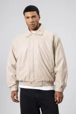 Veste oversize basique en similicuir couleur pierre