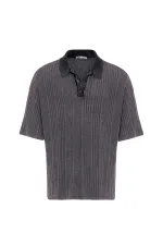 Polo à col oversize en maille noire