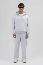 Sweat-shirt à capuche basique oversize zippé chiné