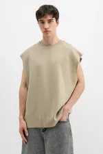 T-shirt basique oversize sans manches kaki
