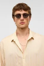 Oversize Long-Sleeve Modal Fabric Shirt, Beige