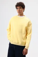 Sweat-shirt basique oversize délavé jaune