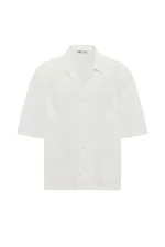 Chemise oversize en lin à double poche, écru