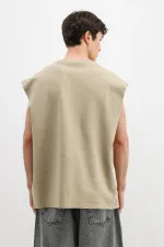 T-shirt basique oversize sans manches kaki