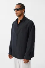 Basic Oversize Uzun Kol Gömlek Siyah