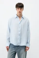 Modal Fabric Oversize Shirt, Baby Blue