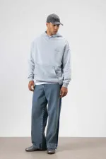 Sweat à capuche gris oversize à imprimé délavé