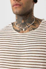 T-shirt rayé oversize en maille, marron