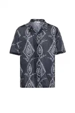 Patterned Corduroy Oversize Shirt Pattern-11