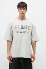 Baskılı Oversize Tişört Ice Grı