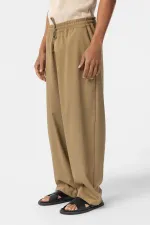 Pantalon ample à taille élastique, kaki