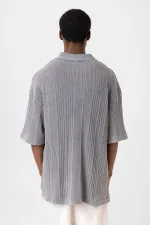 Polo Yaka Oversize Triko Gri