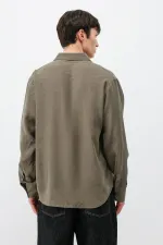 Chemise oversize en modal kaki