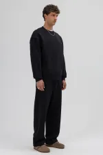Basic Crew Neck Oversize Sweatshirt Black