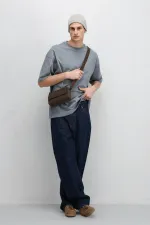 T-shirt basique oversize à col rond gris clair