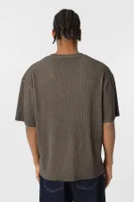 Yıkamalı Ottoman Basic Oversize Tişört Açık Kahve