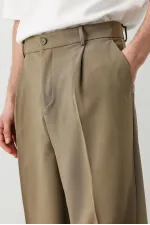 Baggy Fit Pilili Pantolon Haki