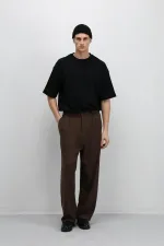 Baggy Fit Kumaş Pantolon Kahve