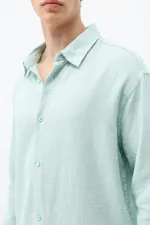 Chemise basique oversize à manches longues, vert turquoise