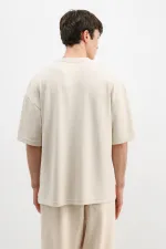 Modal Karışımlı Oversize Tişört Taş
