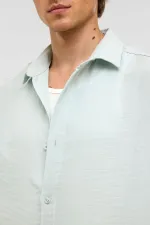 Chemise oversize à manches courtes en mousseline, bleue