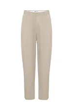 Baggy Fit Pleated Fabric Pants Stone