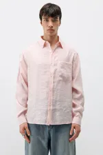 Modal Fabric Oversize Shirt with Pockets, Powder Pink