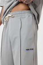 Paça Yırtmatçlı Oversize  Eşofman Takım Gri