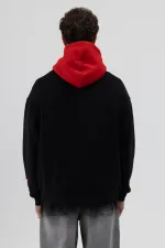 Sweat-shirt oversize noir imprimé bicolore