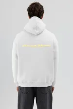 Sweat à capuche oversize imprimé, écru