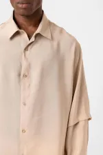Chemise oversize à manches doubles, beige
