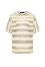 T-shirt rayé oversize en maille kaki