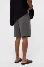 Oversize Modal Kumaş Bermuda Şort Antrasit