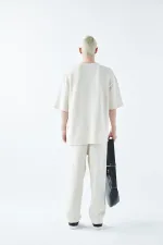 Oversize Basıc Triko Eşofman Takım Kemik