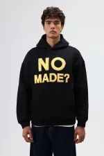 Sweat à capuche imprimé oversize noir