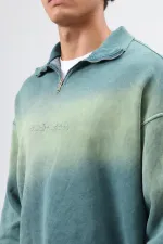 Sweat-shirt oversize à col zippé, bleu marine