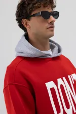 Sweat-shirt oversize rouge imprimé bicolore