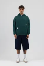 Sweat-shirt à capuche oversize imprimé, bleu marine