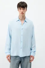 Chemise oversize texturée légère, bleu ciel