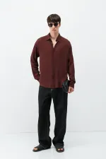 Chemise oversize légèrement texturée bordeaux