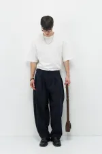 Barrel Fit Tailored Pantolon Lacivert