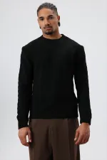 Bisiklet Yaka Oversize Triko Kazak Siyah