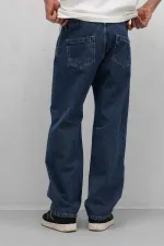 Dikiş Detaylı Relaxed Fit Jean Mavi