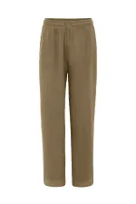 Baggy Fit Muslin Linen Trousers Khaki